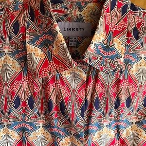 Liberty Women’s Red Floral Print Button-Up Shirt UK 14